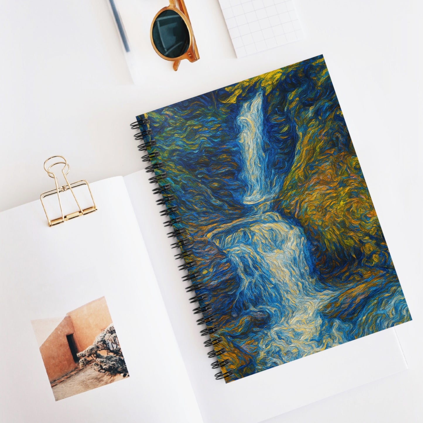 Artistic Spiral Notebook - Waterfall Design, Nature Lover's Journal, Gift for Artists, Study Notebook, Eco-Friendly Stationery - TRV