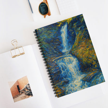 Artistic Spiral Notebook - Waterfall Design, Nature Lover's Journal, Gift for Artists, Study Notebook, Eco-Friendly Stationery - TRV