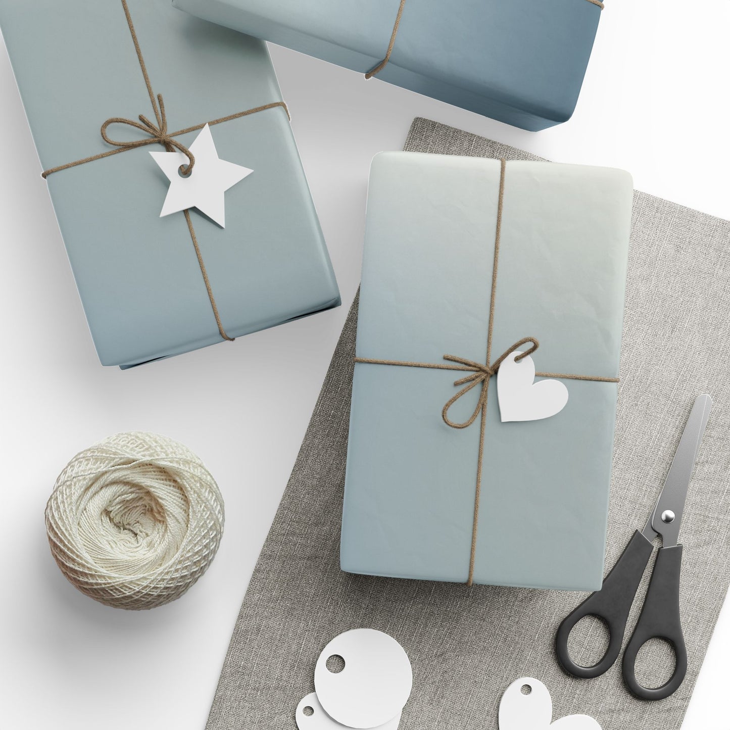 Gradient Ombre Wrapping Paper Roll — Coastal Blue to Cream Gift Wrap
