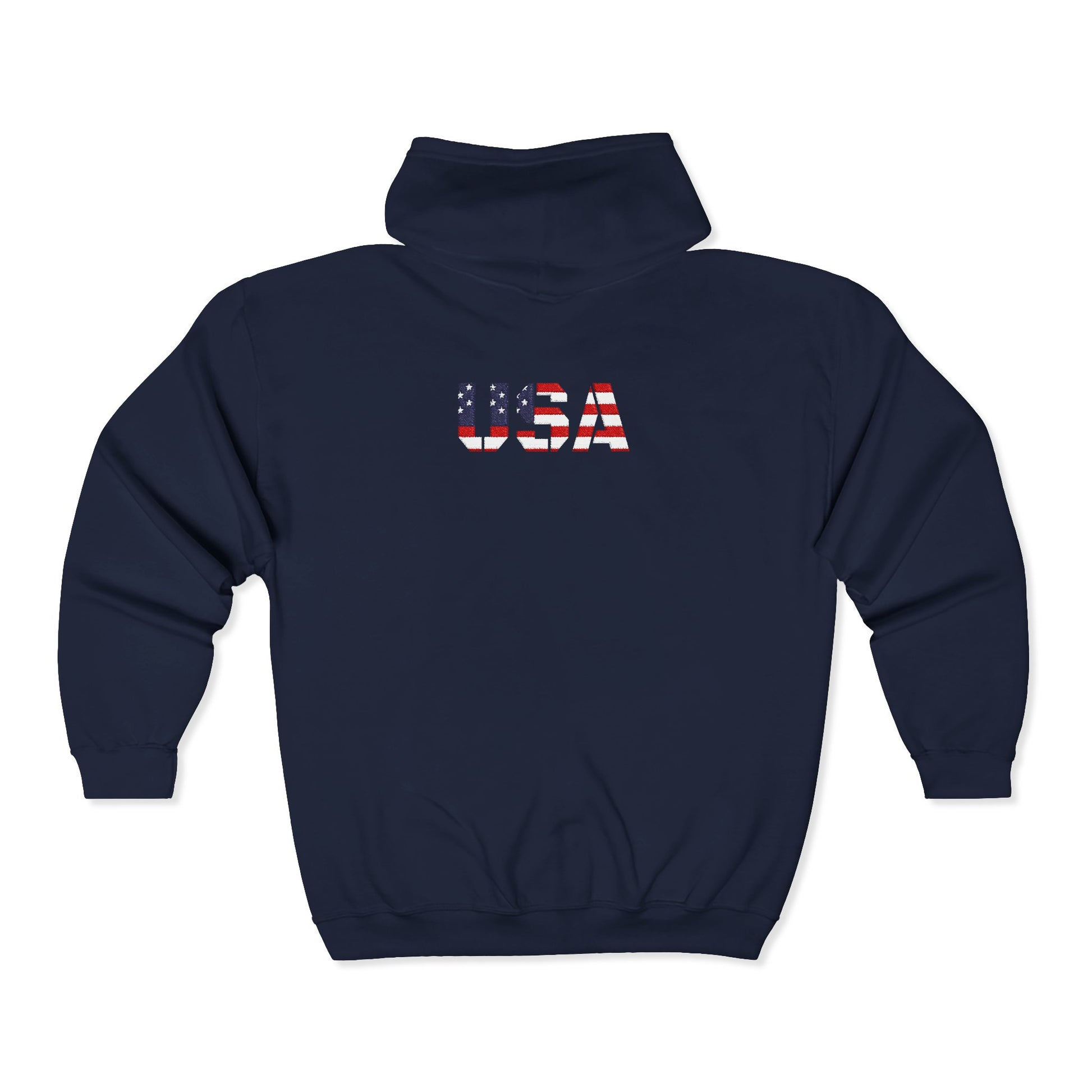 USA Flag Full Zip Hoodie - Unisex Sweatshirt for Independence Day, Patriotic Apparel, Casual Wear, Gifts for Veterans - TRV