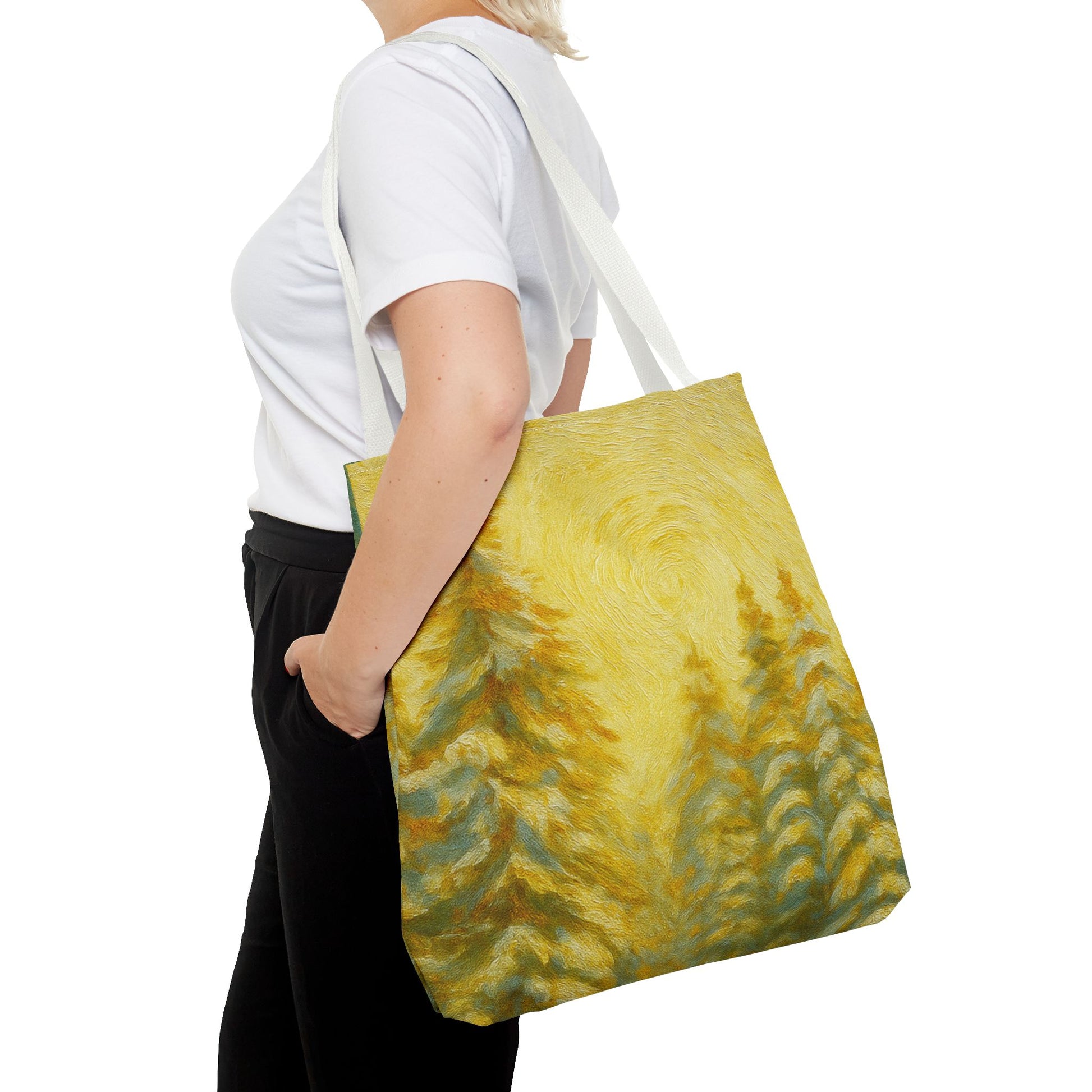 Eco-friendly canvas tote bag with artistic abstract design, perfect for beach or everyday use.