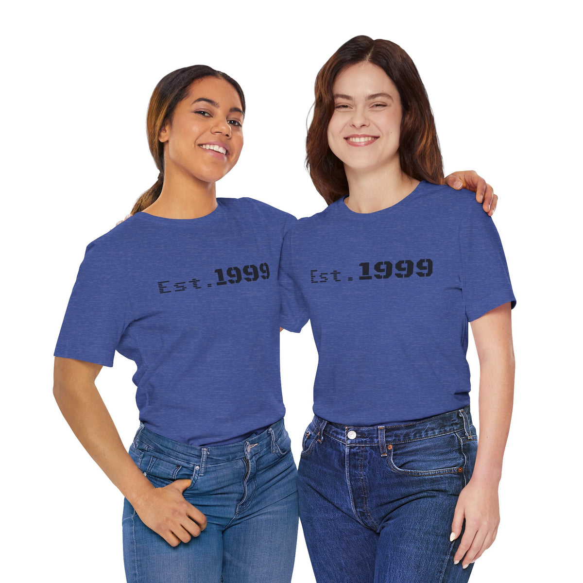 Vintage minimalist Est. 1999 T-shirt by Printify, featuring a clean design with the birth year in classic typography.