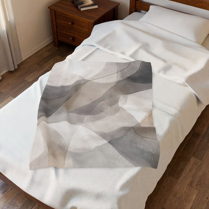 Neutral Abstract Watercolor Blanket | Modern Geometric Waves Throw