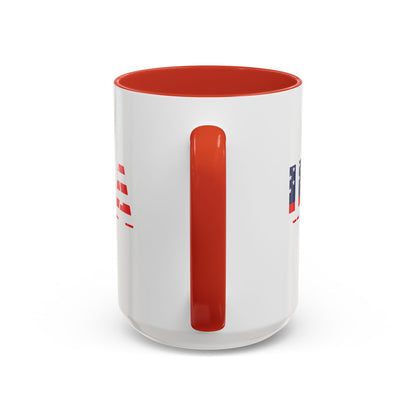 USA Flag Accent Coffee Mug — Patriotic 11/15oz Ceramic Coffee Cup
