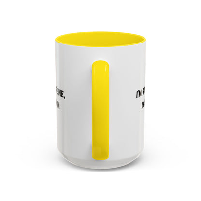 Ceramic coffee mug with "I'm 99% Caffeine, 1% Sarcasm" print, designed by Printify, featuring a humorous coffee drinker’s slogan.