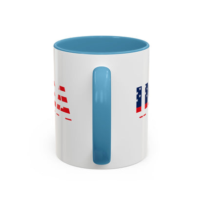 USA Flag Accent Coffee Mug — Patriotic 11/15oz Ceramic Coffee Cup