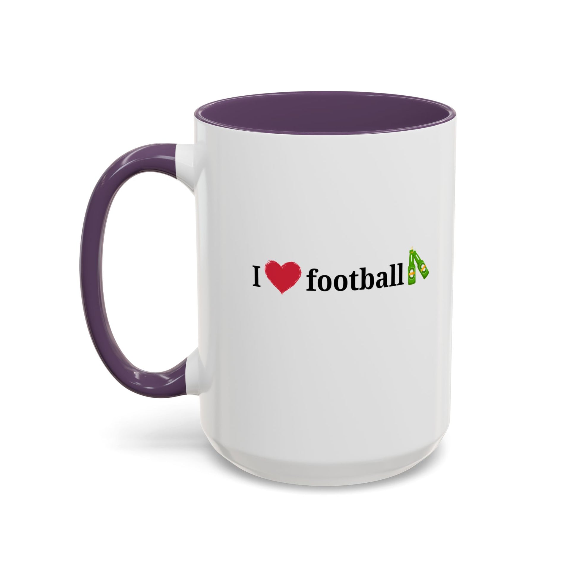 I Love Football Accent Coffee Mug, Perfect Gift for Sports Lovers, Football Enthusiasts, Unique Mug for Game Days, Home or Office Decor - TRV