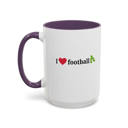 I Love Football Accent Coffee Mug, Perfect Gift for Sports Lovers, Football Enthusiasts, Unique Mug for Game Days, Home or Office Decor - TRV