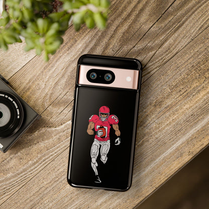 Black sports phone case featuring a football player design, designed for iPhone, provides durable protection and a sporty look.