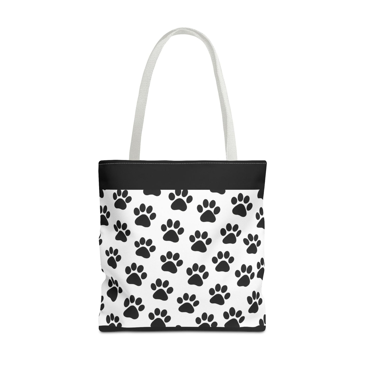 Eco-friendly paw print tote bag by Printify, featuring a stylish design perfect for dog and cat lovers to carry essentials.