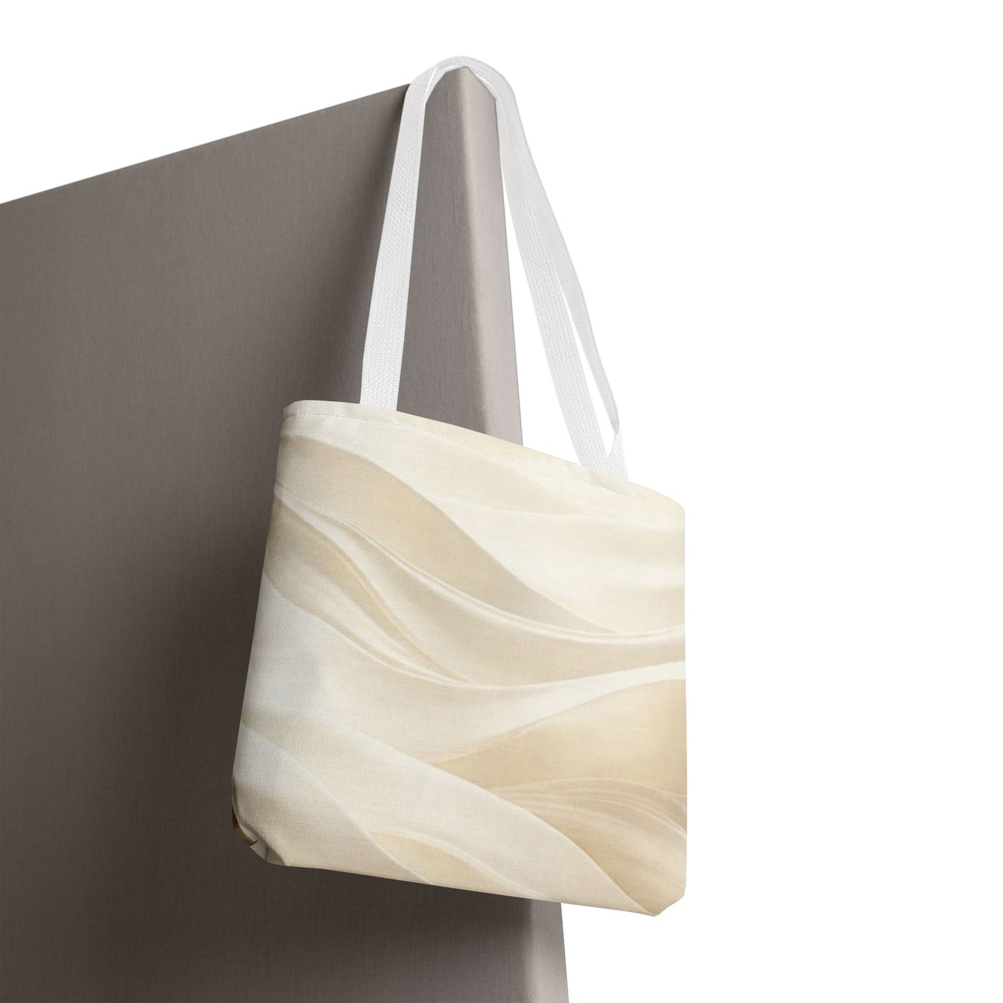 Cream Abstract Waves Tote Bag | Neutral Swirl Pattern