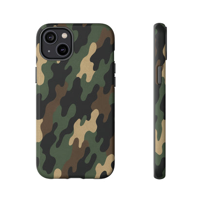 Camouflage tough phone case by Printify featuring rugged camo design and protective material for durability.