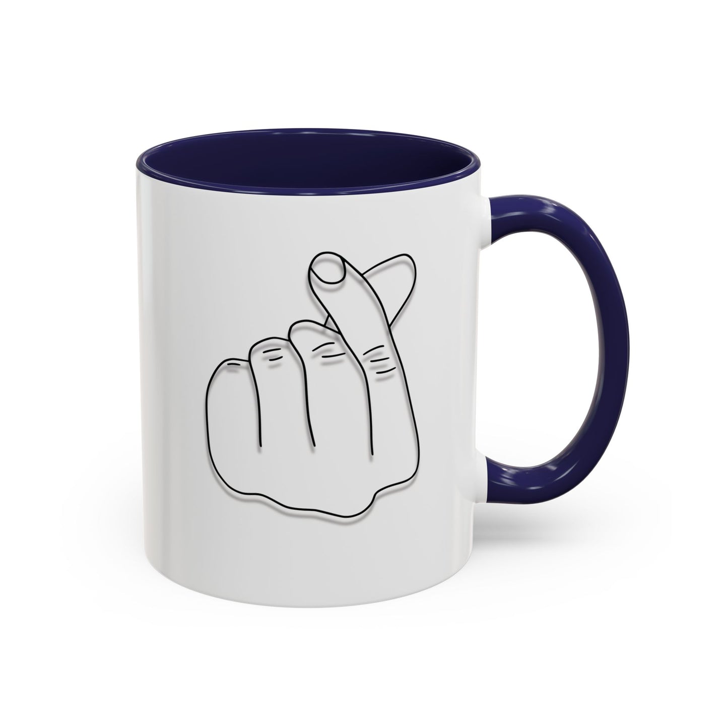 K-Pop Accent Mug - Love Gesture Design (11oz, 15oz), Korean Pop Coffee Cup, K-Pop Lover Gift, Cute Drinkware, Unique Mug