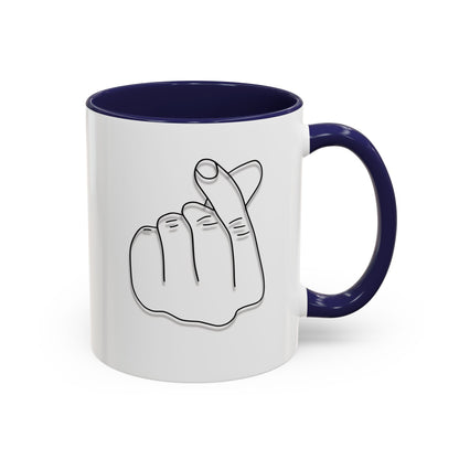 K-Pop Accent Mug - Love Gesture Design (11oz, 15oz), Korean Pop Coffee Cup, K-Pop Lover Gift, Cute Drinkware, Unique Mug