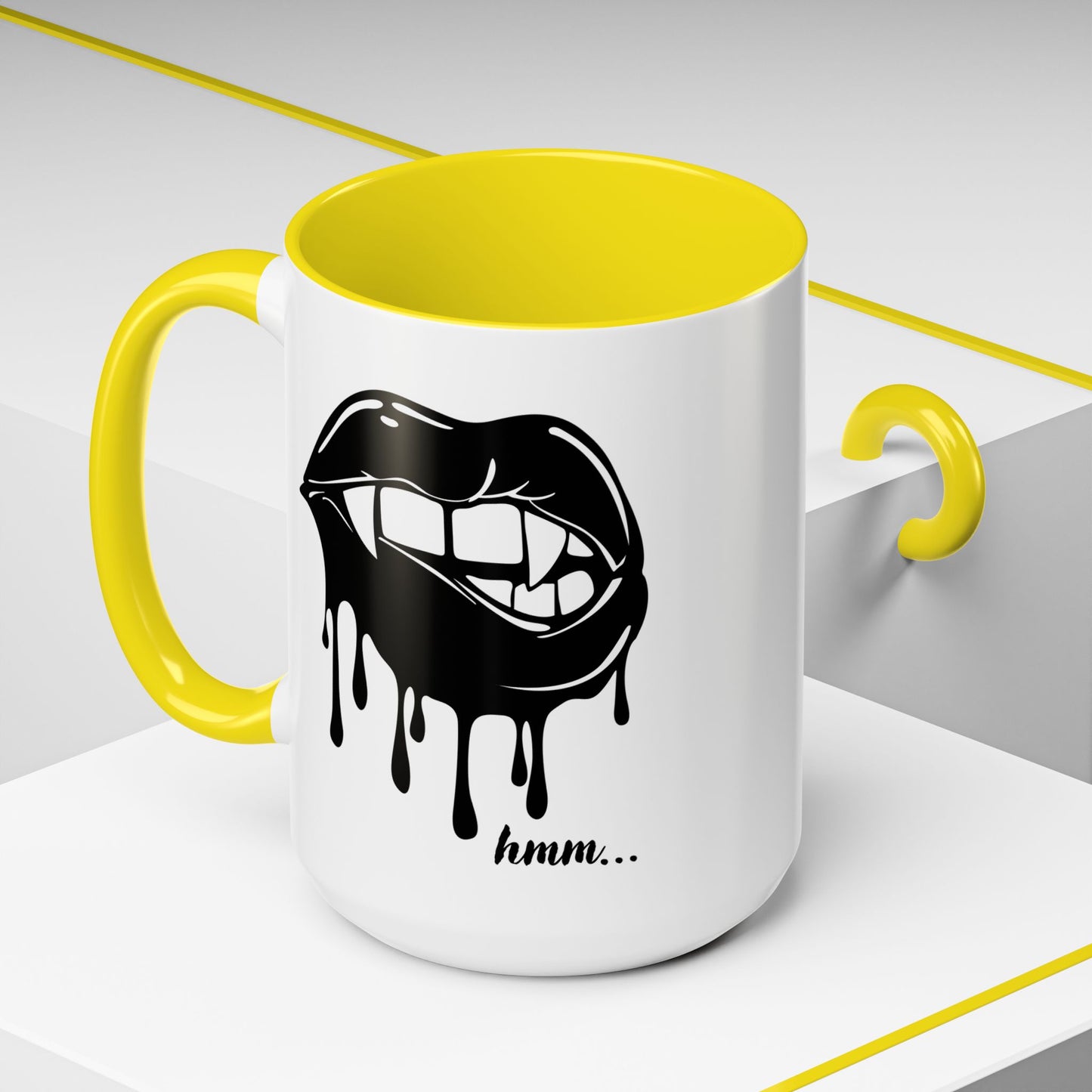 Dripping Lip Coffee Mug – "hmm..." Accent Ceramic Mug (11/15oz)
