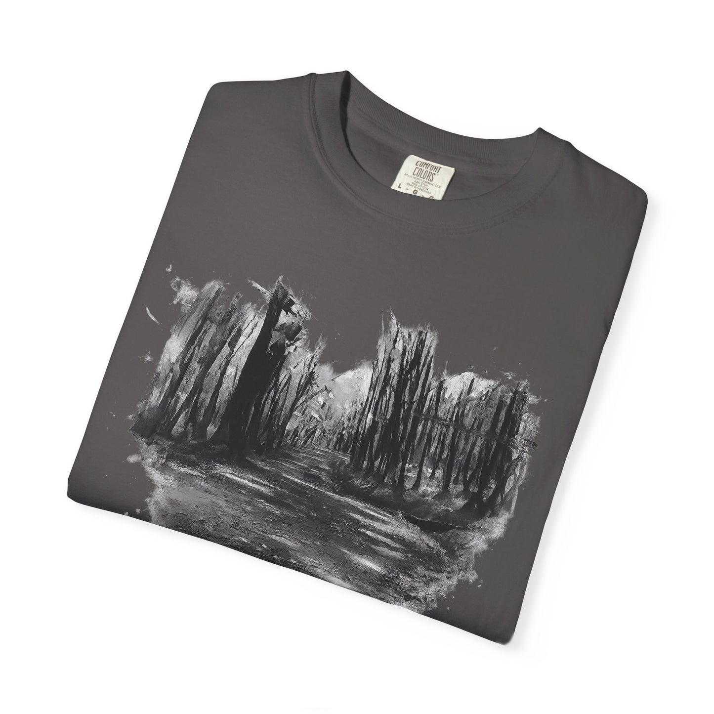 Artistic Forest Scene T-shirt | Nature Lover Gift, Outdoor Adventure Tee, Eco-Friendly Fashion, Vintage Inspired Clothing, Unisex Gift - TRV