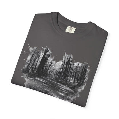 Artistic Forest Scene T-shirt | Nature Lover Gift, Outdoor Adventure Tee, Eco-Friendly Fashion, Vintage Inspired Clothing, Unisex Gift - TRV