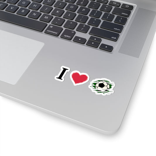 Soccer Kiss-Cut Stickers by Printify featuring football fan decals on paper, ideal for laptops, water bottles, and gear.