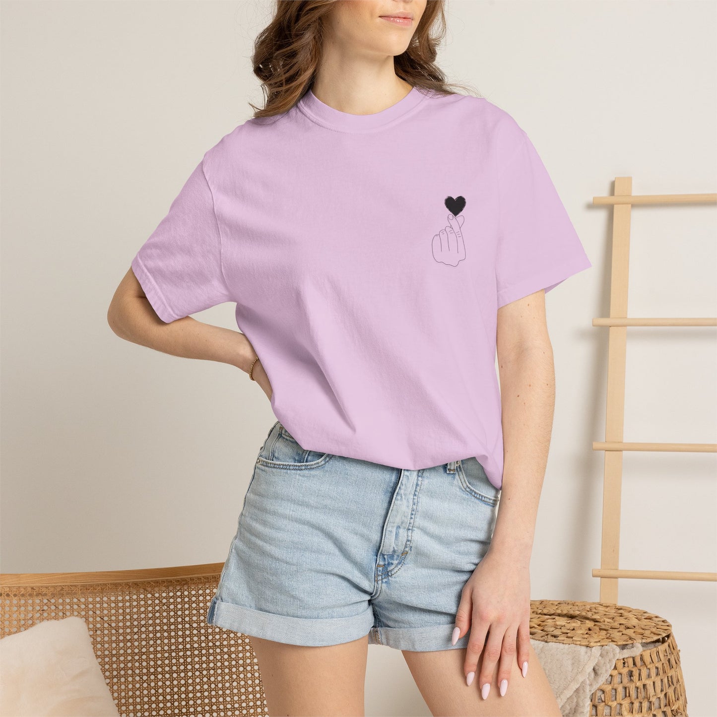 Unisex Garment-Dyed T-Shirt with Heart Design | Casual Trendy Wear for All Occasions