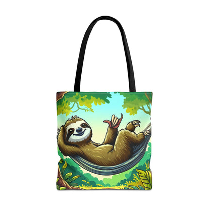 Cute eco-friendly sloth tote bag with a printed sloth design, ideal for animal lovers and casual outings.