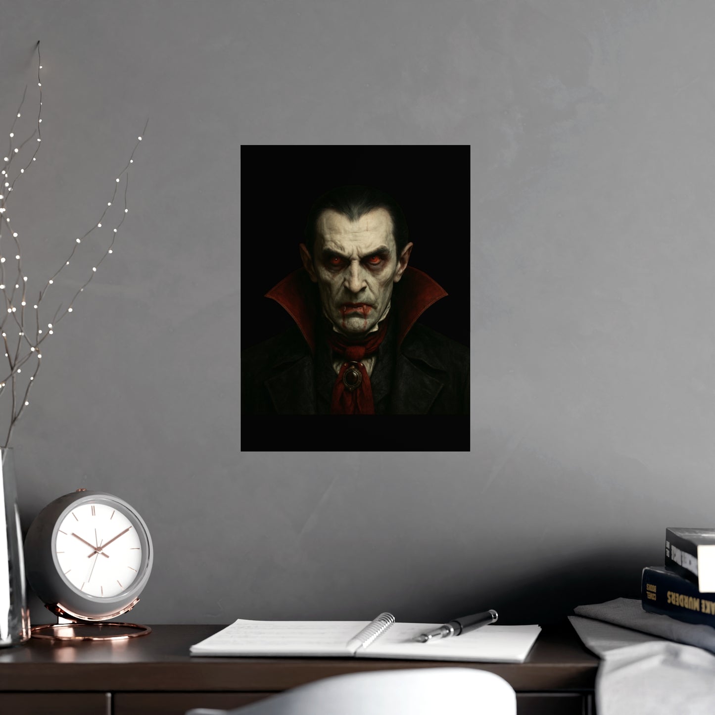 Gothic Vampire Art Poster, Spooky Wall Decor, Horror Room Accent, Perfect for Halloween, Gothic Decor, Home Office Artwork - TRV