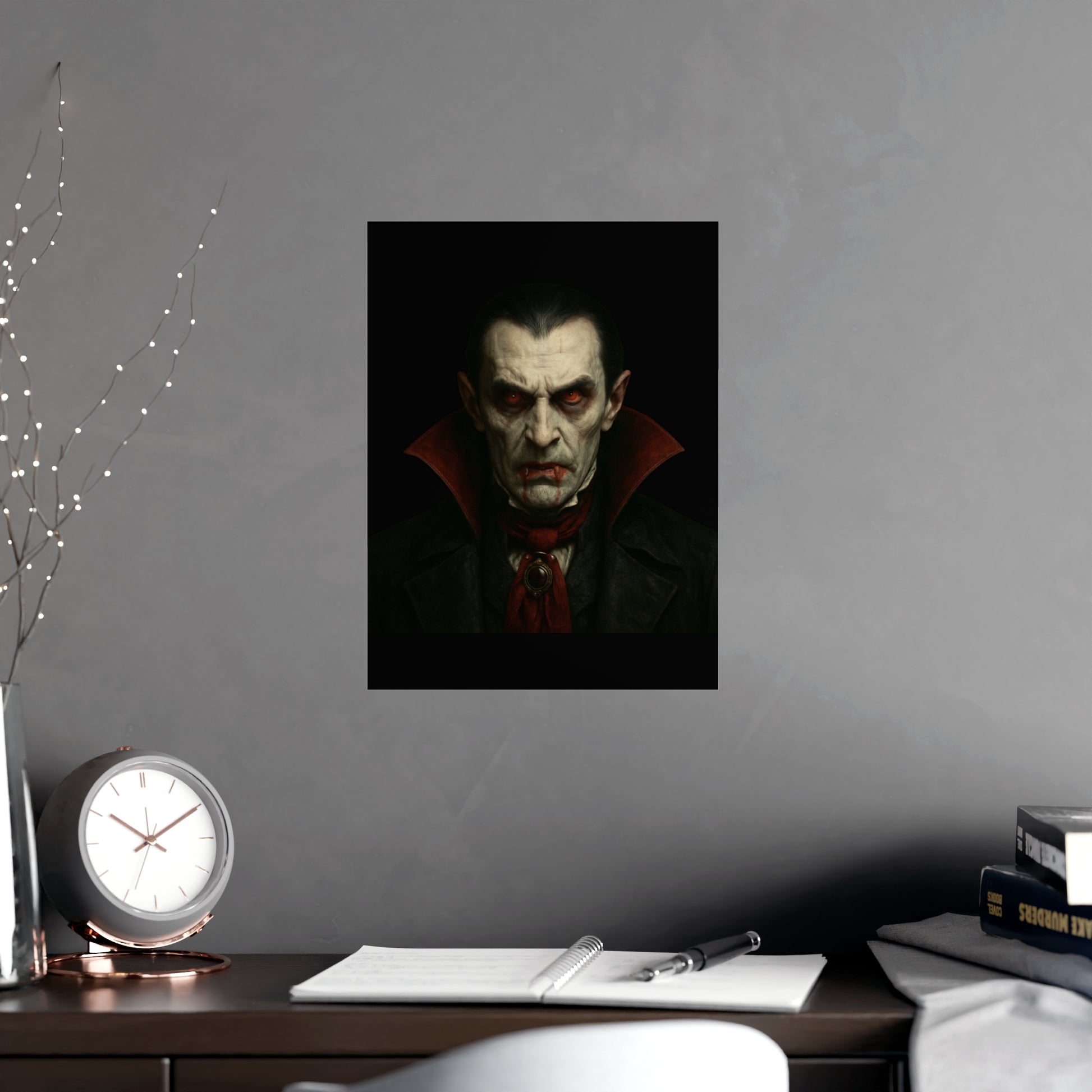 Gothic Vampire Art Poster, Spooky Wall Decor, Horror Room Accent, Perfect for Halloween, Gothic Decor, Home Office Artwork - TRV