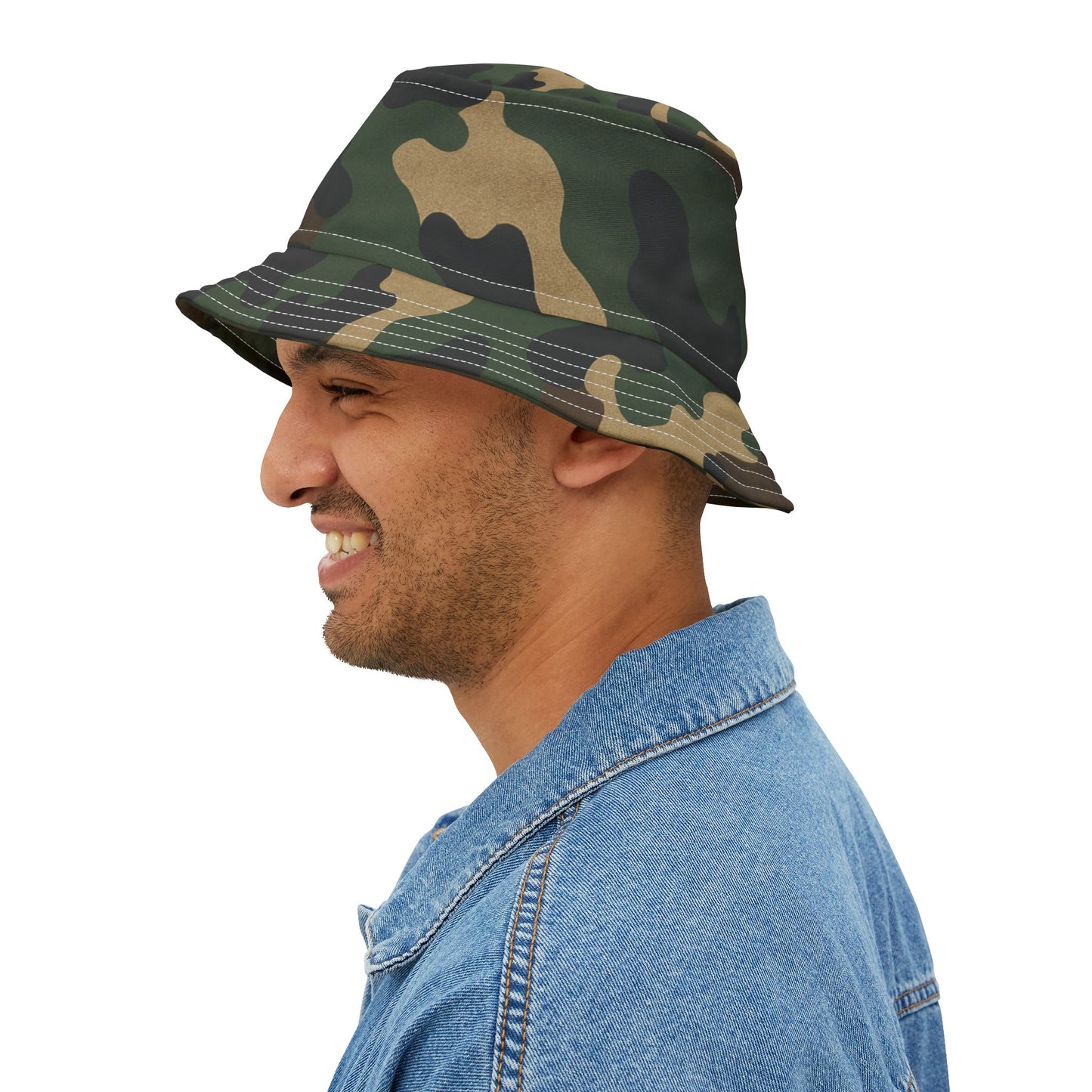 Camouflage Bucket Hat - Trendy AOP Headwear, Summer Fashion Accessory, Outdoor Adventure Cap, Unique Gift for Him/Her, Stylish Festival Hat - TRV