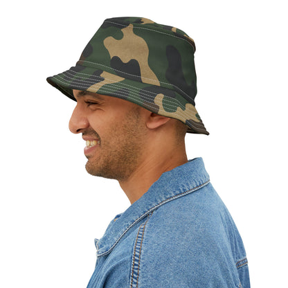 Camouflage Bucket Hat - Trendy AOP Headwear, Summer Fashion Accessory, Outdoor Adventure Cap, Unique Gift for Him/Her, Stylish Festival Hat - TRV