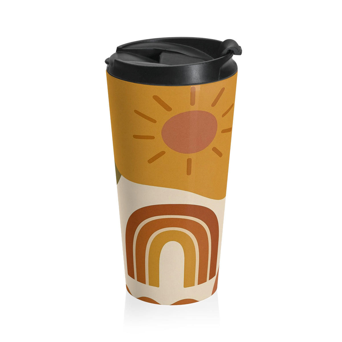 Abstract earth tone 15oz insulated stainless steel travel mug - view 5