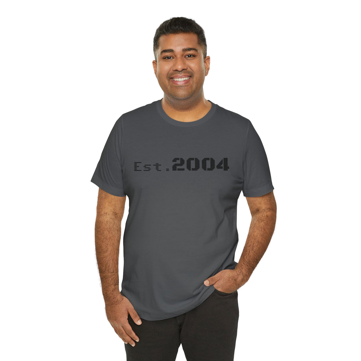 Minimal vintage Est. 2004 T-shirt by Printify featuring a simple design celebrating the birth year with a classic style.