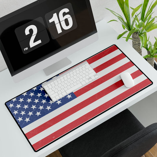 American flag desk mat with patriotic design, ideal for gaming or office use, featuring vibrant red, white, and blue colors.
