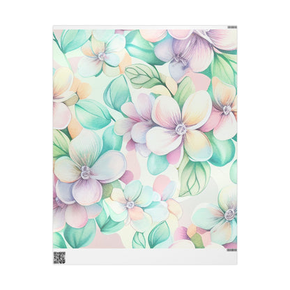 Floral Pastel Wrapping Paper Roll — Watercolor Hydrangea Gift Wrap