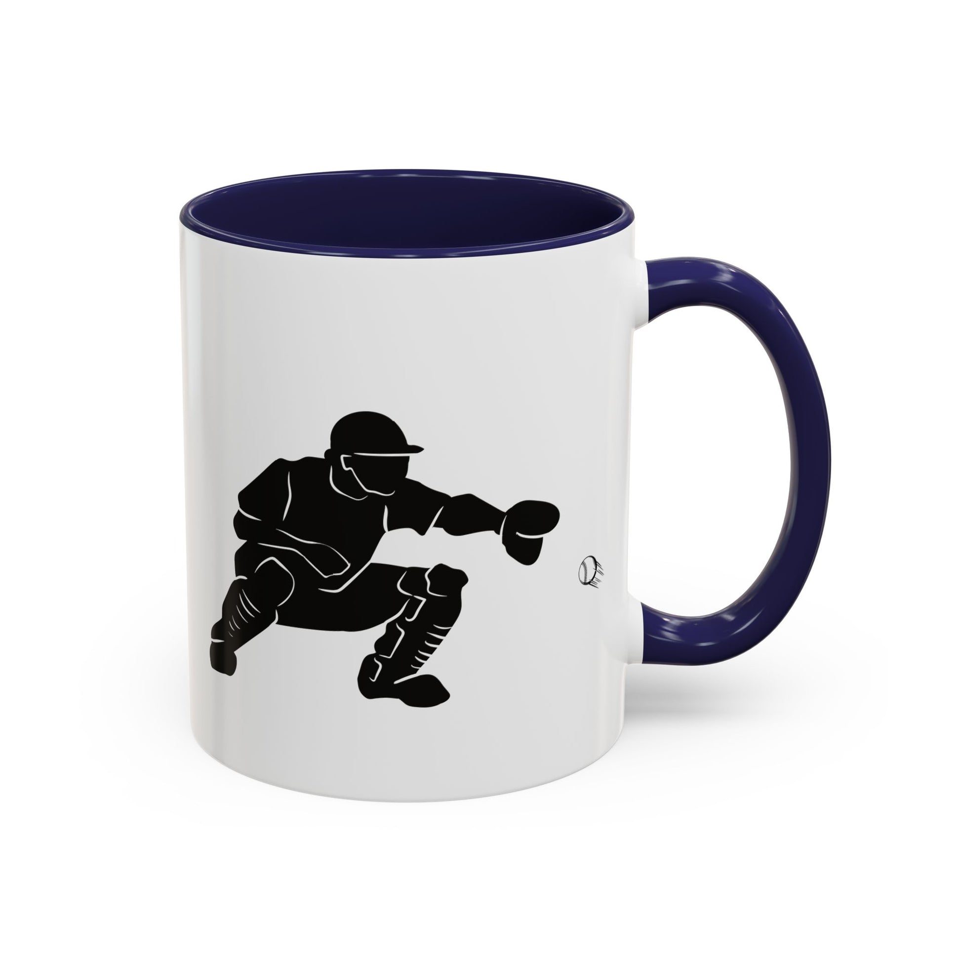 Baseball Catcher Coffee Mug, Sports Gift for Coaches, Black Accent Mug for Fans, Perfect for Birthdays & Celebrations, Unique Cup - TRV