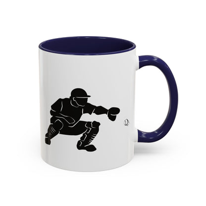 Baseball Catcher Coffee Mug, Sports Gift for Coaches, Black Accent Mug for Fans, Perfect for Birthdays & Celebrations, Unique Cup - TRV