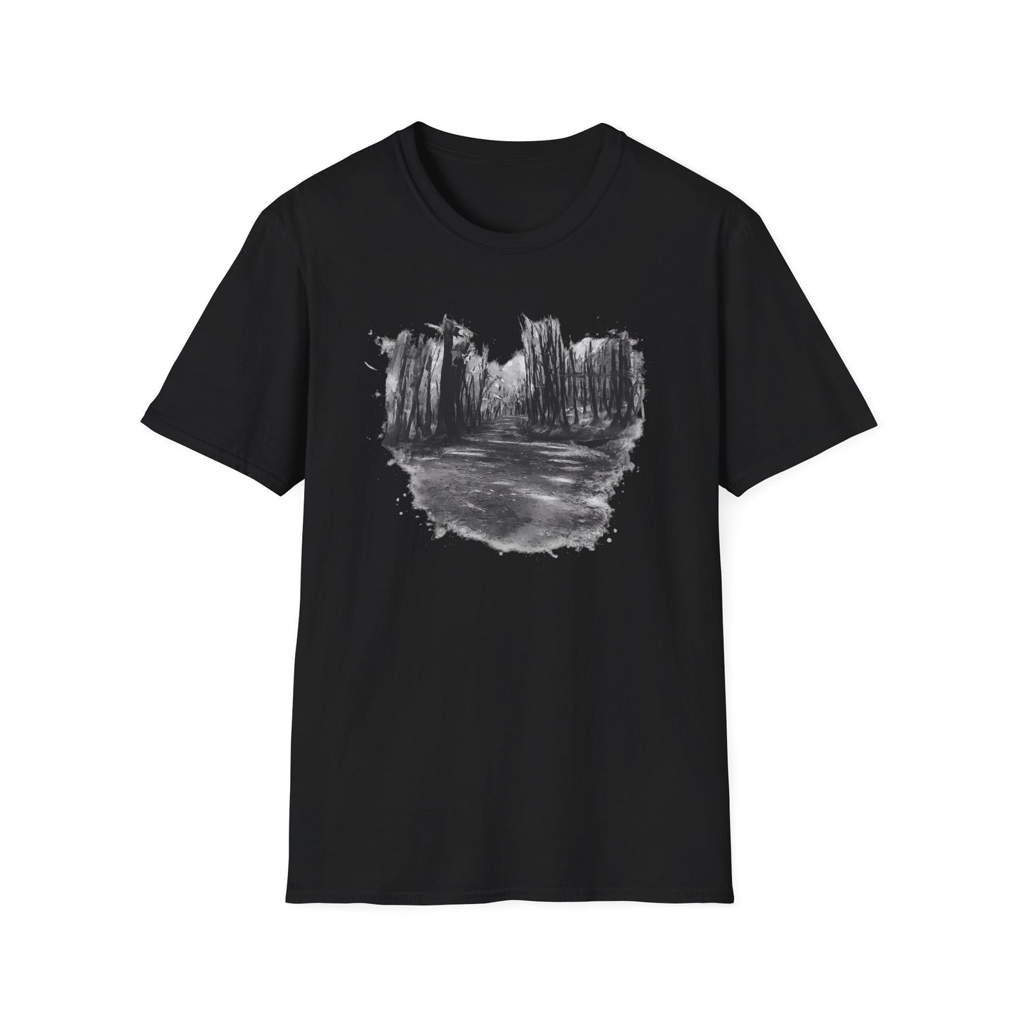 Unisex Softstyle T-Shirt with Abstract Landscape Art, Casual Wear, Gift for Art Lovers, Everyday Fashion, Nature Inspired Tee - TRV