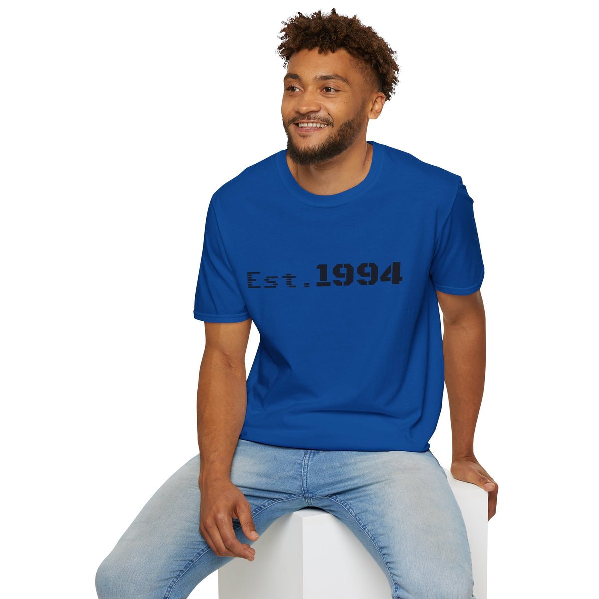 Vintage 1994 Est. graphic T-shirt from Printify featuring bold "Born 1994" design on soft cotton fabric.