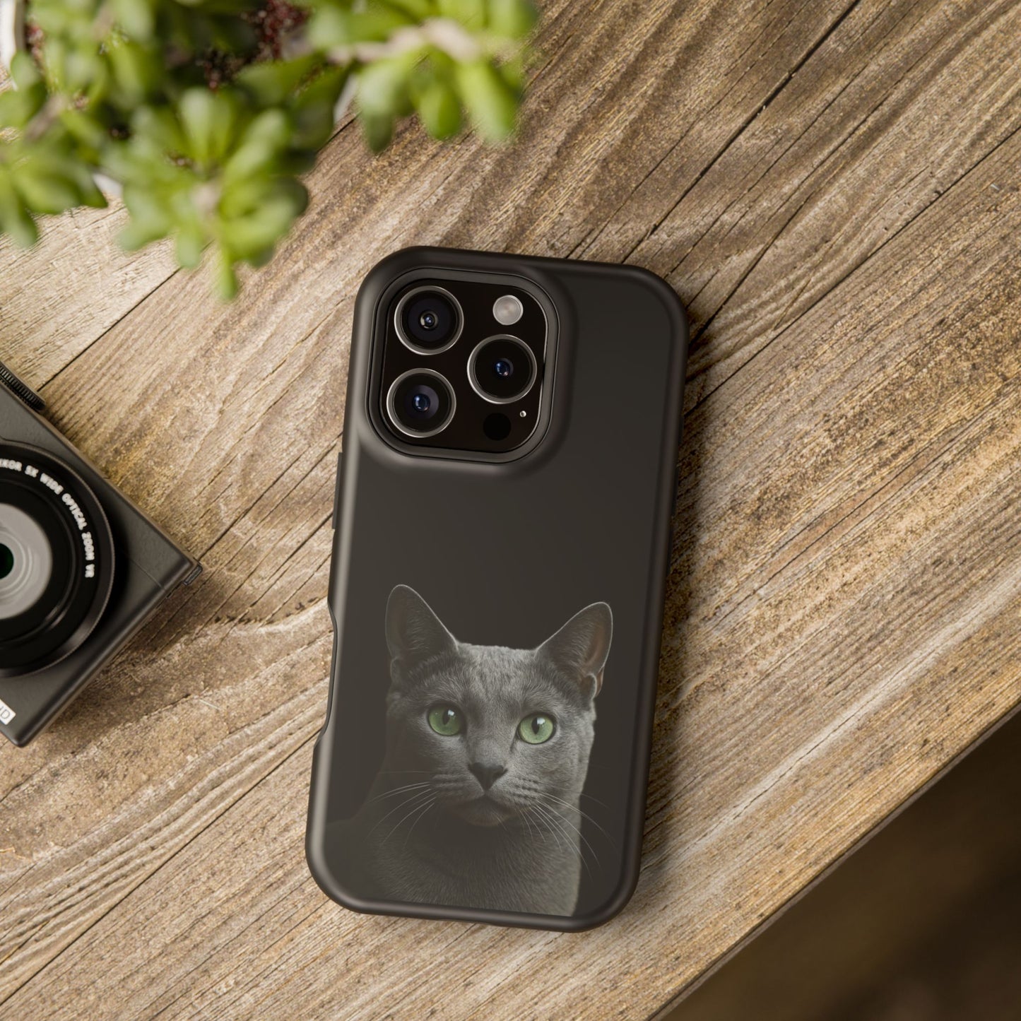 Russian Blue Cat Phone Case — Magnetic Impact-Resistant iPhone Cover