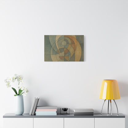 Abstract geometric circles on matte canvas print by Printify, featuring modern circular art in vibrant and neutral tones.