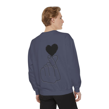 Unisex Garment-Dyed Sweatshirt with Heart Design - Cozy & Stylish