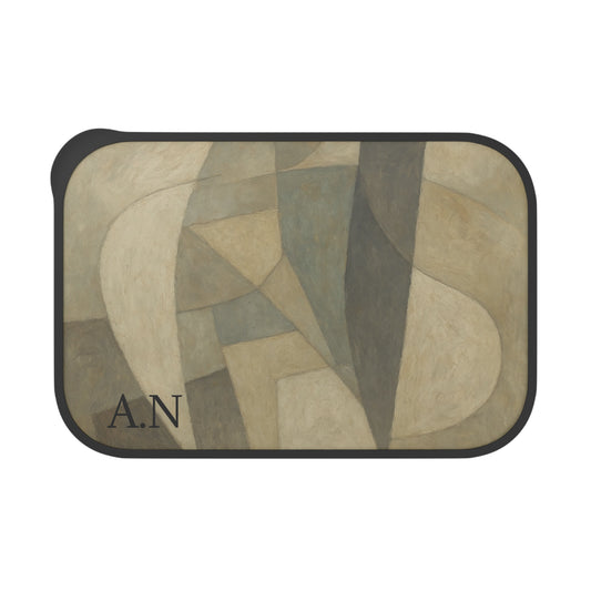 Abstract geometric pattern PLA bento box with band, utensils, and accessories for lunch storage by Printify