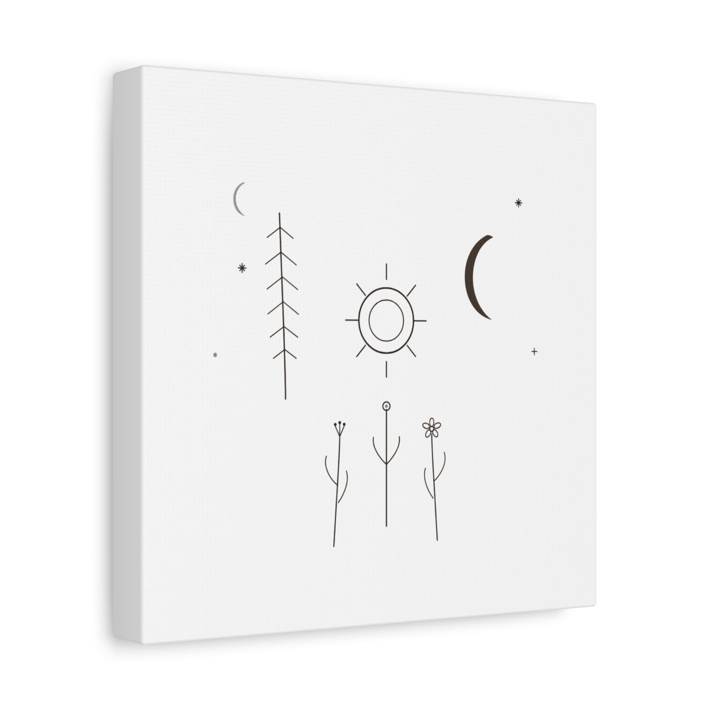 Minimal Sun Moon Botanical Canvas | Stretched Matte Wall Art