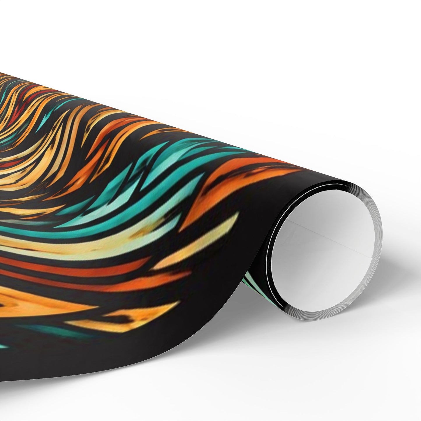 Geometric Boho Wrapping Paper Roll — Teal & Burnt Orange Tribal Pattern