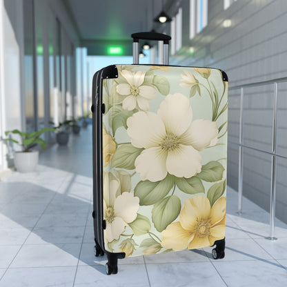 Floral Vintage Carry-On Suitcase — Pastel Dogwood Luggage