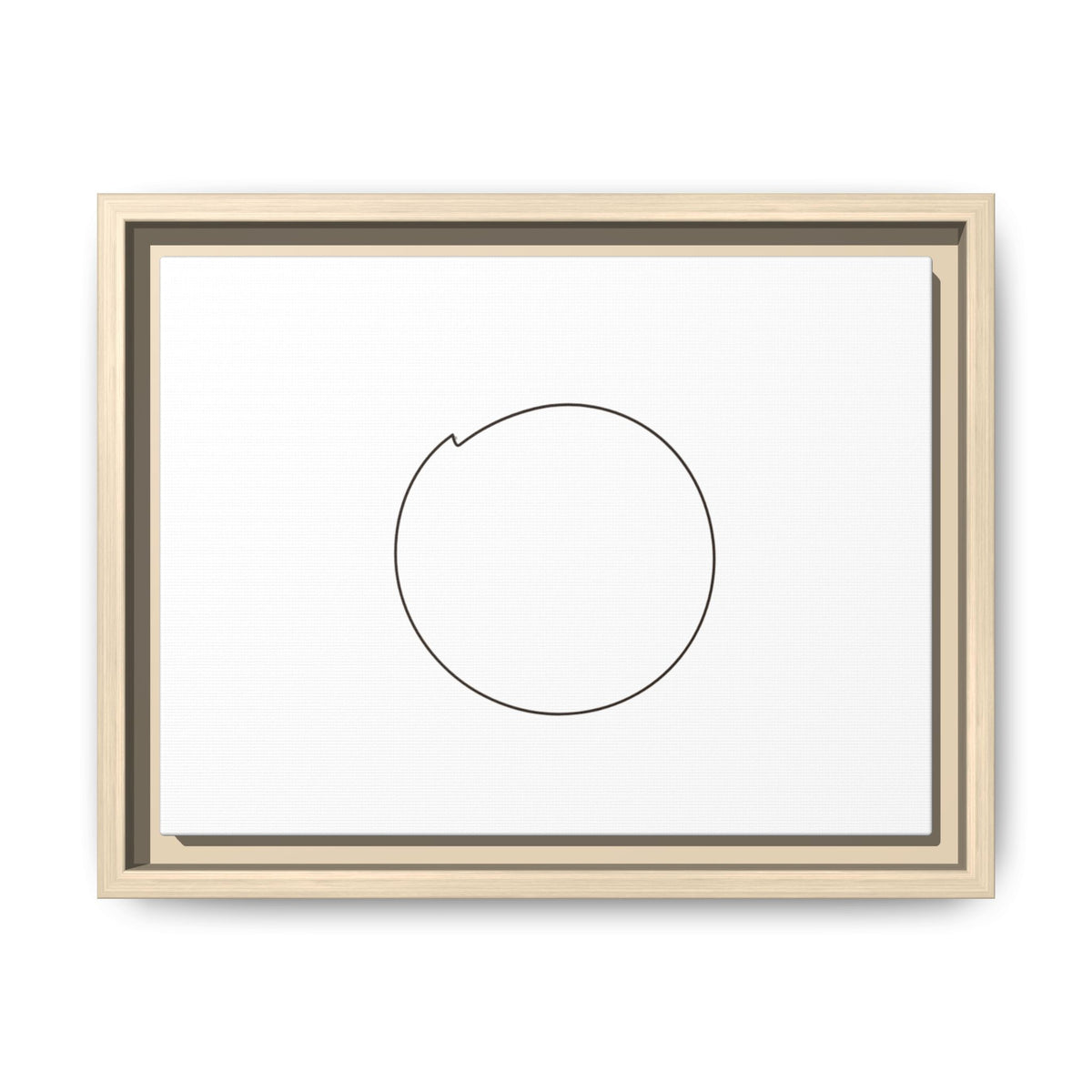 Framed matte canvas wall art featuring a minimal circular line design, by Printify, showcasing modern abstract artwork.