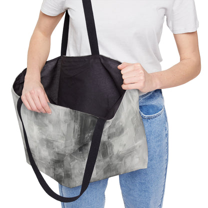 Gray abstract print weekender tote bag for women, spacious travel bag with stylish design by Printify.