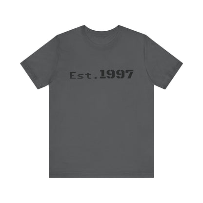 Vintage 1997 Established T-Shirt by Printify featuring bold "Est. 1997" design on soft cotton fabric.