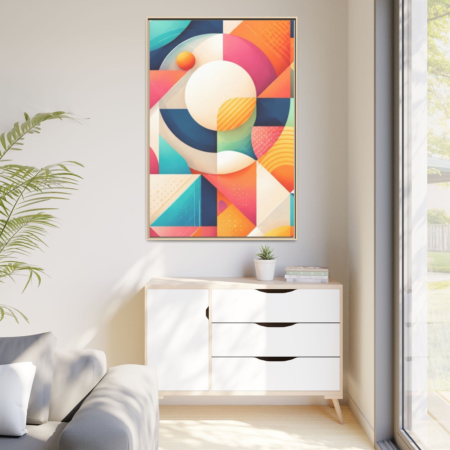 Colorful Geometric Abstract Art Matte Canvas Framed