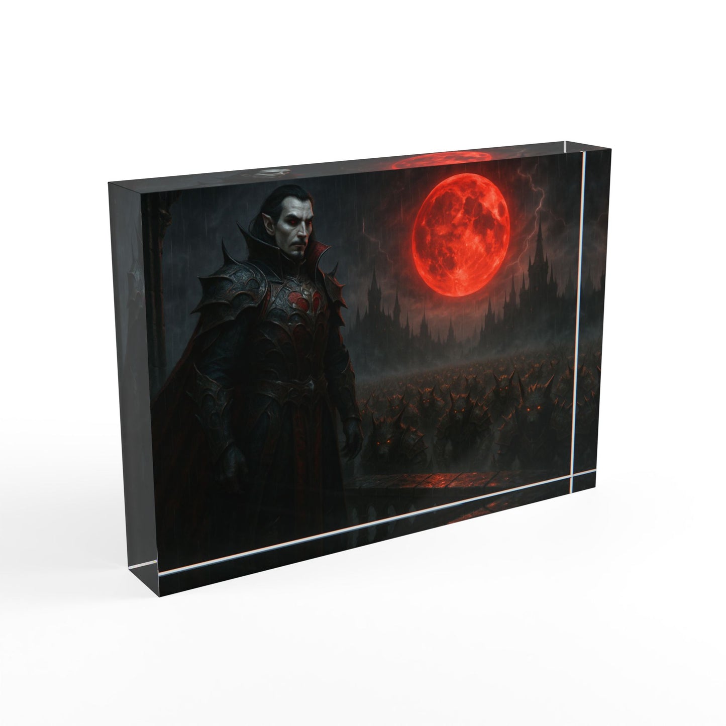 Vampire Lord Photo Block — Gothic Red Moon Desktop Art