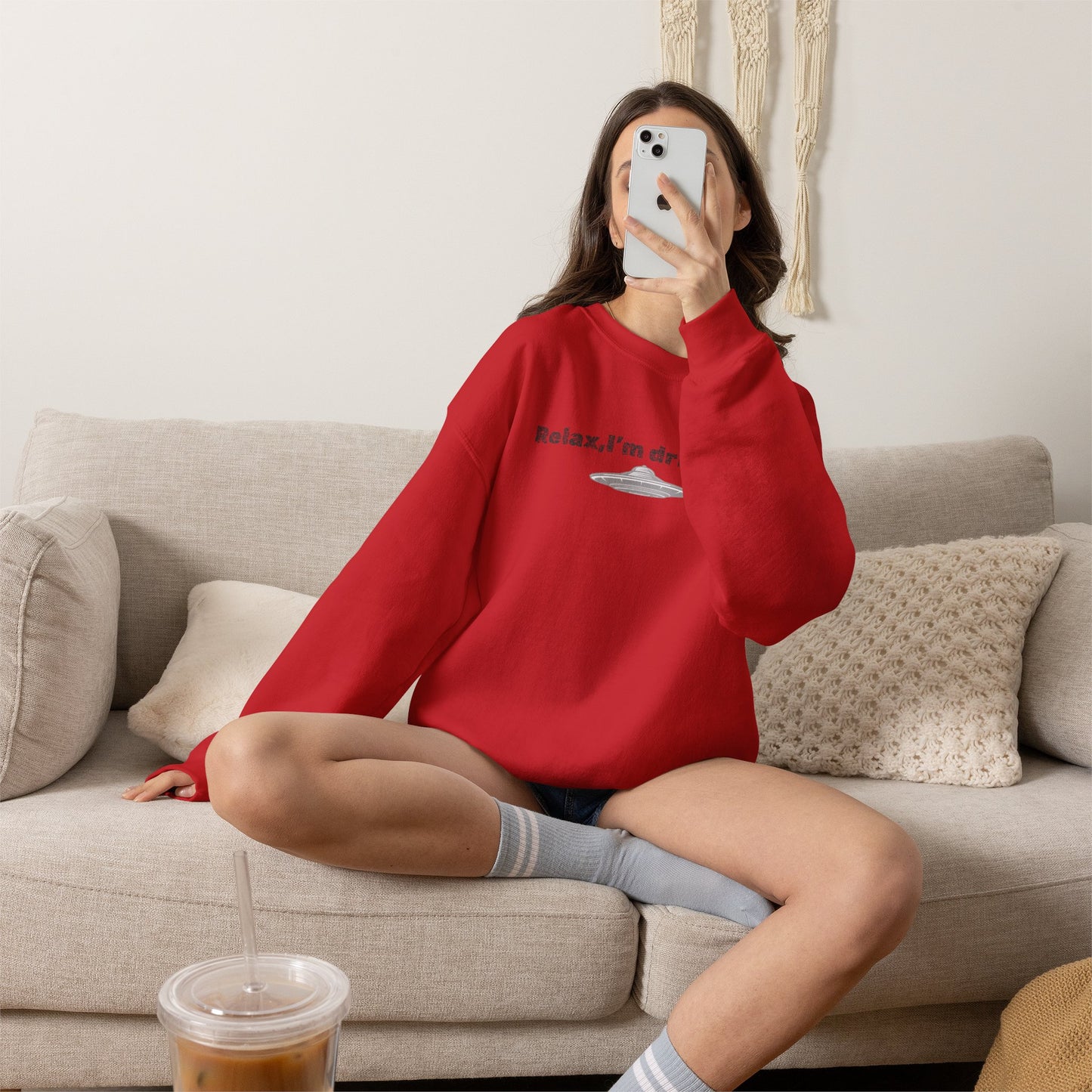 Relaxing UFO Driving Sweatshirt, Funny Gift for UFO Lovers, Unisex Crewneck Pullover, Casual Wear, Space Enthusiast Apparel