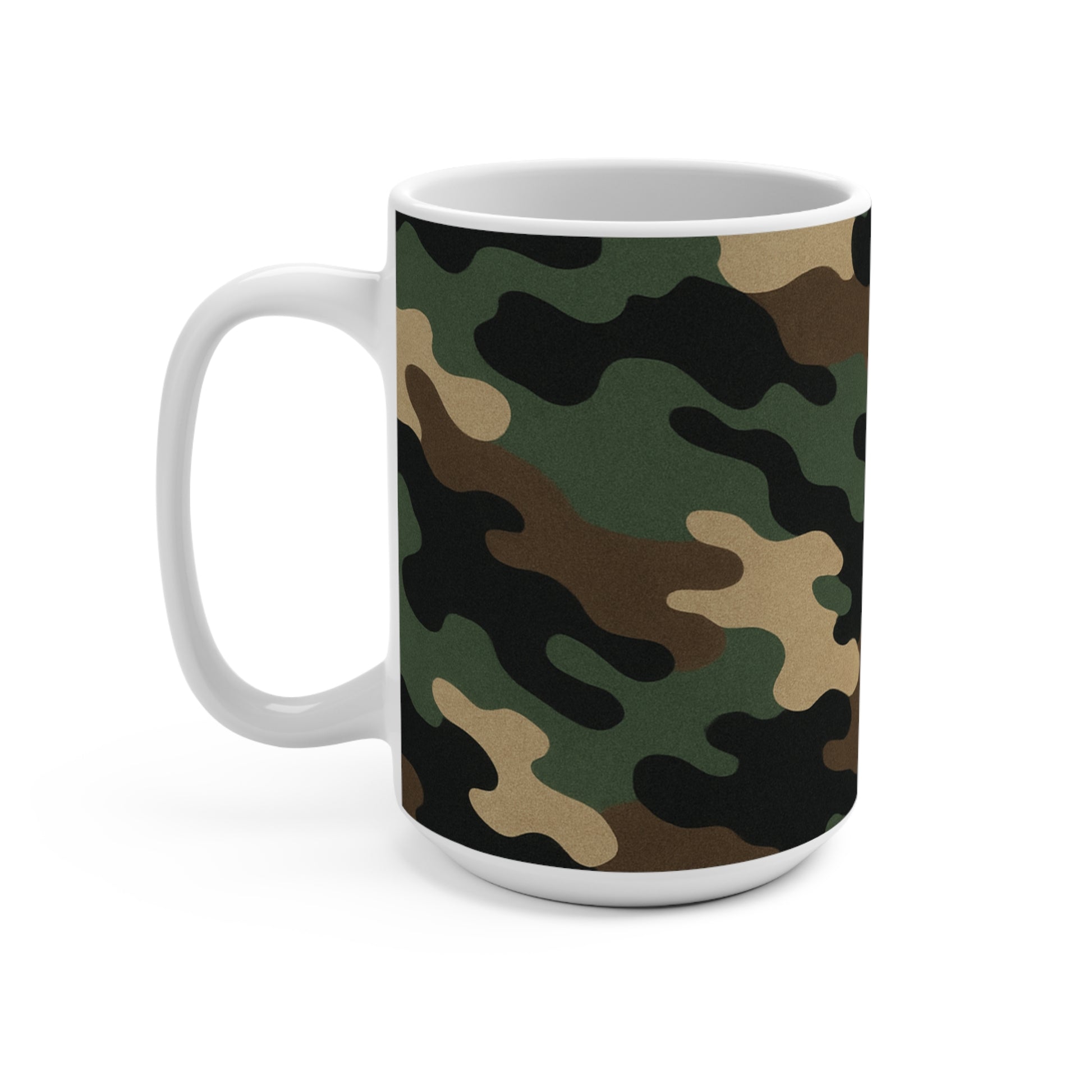 Camouflage Coffee Mug 15oz - Cute Military Style Drinkware for Outdoors Enthusiasts, Veterans, Camping Trips - Perfect Gift, Army Camo Cup, - TRV